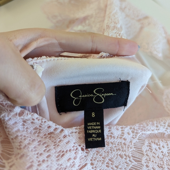 NWOT never worn Jessica Simpson pale pink lace mini dress in size 8 - Picture 4 of 6